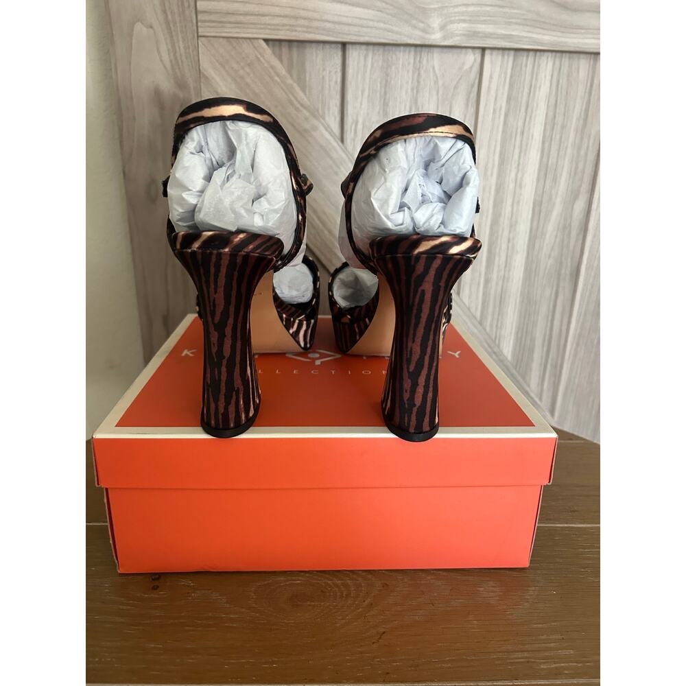 NIB Katy Perry The Square Open Sandal Liger Print satin 11 - Picture 6 of 9